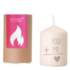 Kerze YOU AND ME - grau